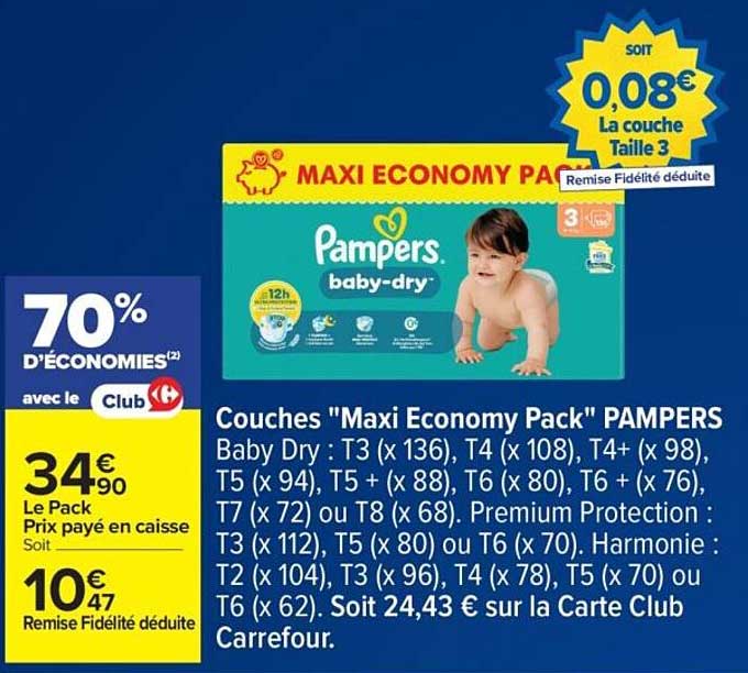 Couches "Maxi Economy Pack" PAMPERS Baby Dry