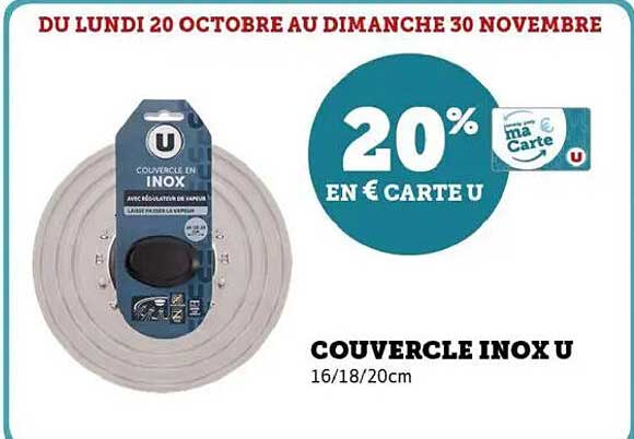 COUVERCLE INOX U 16/18/20cm