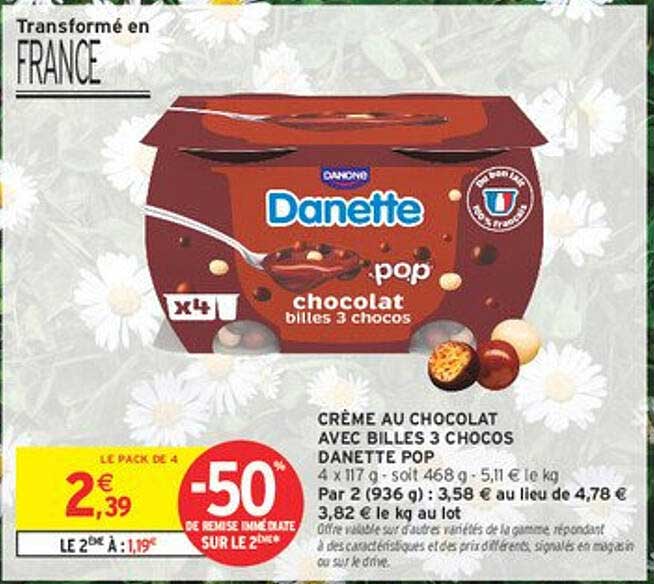CRÈME AU CHOCOLAT AVEC BILLES 3 CHOCOS DANETTE POP