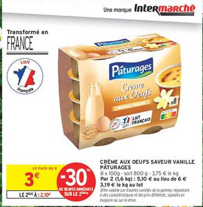 CRÈME AUX ŒUFS SAVEUR VANILLE PÂTURAGES