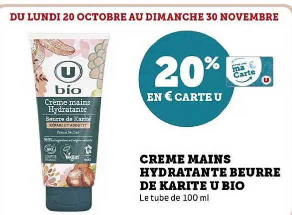 CREME MAINS HYDRATANTE BEURRE DE KARITE U BIO