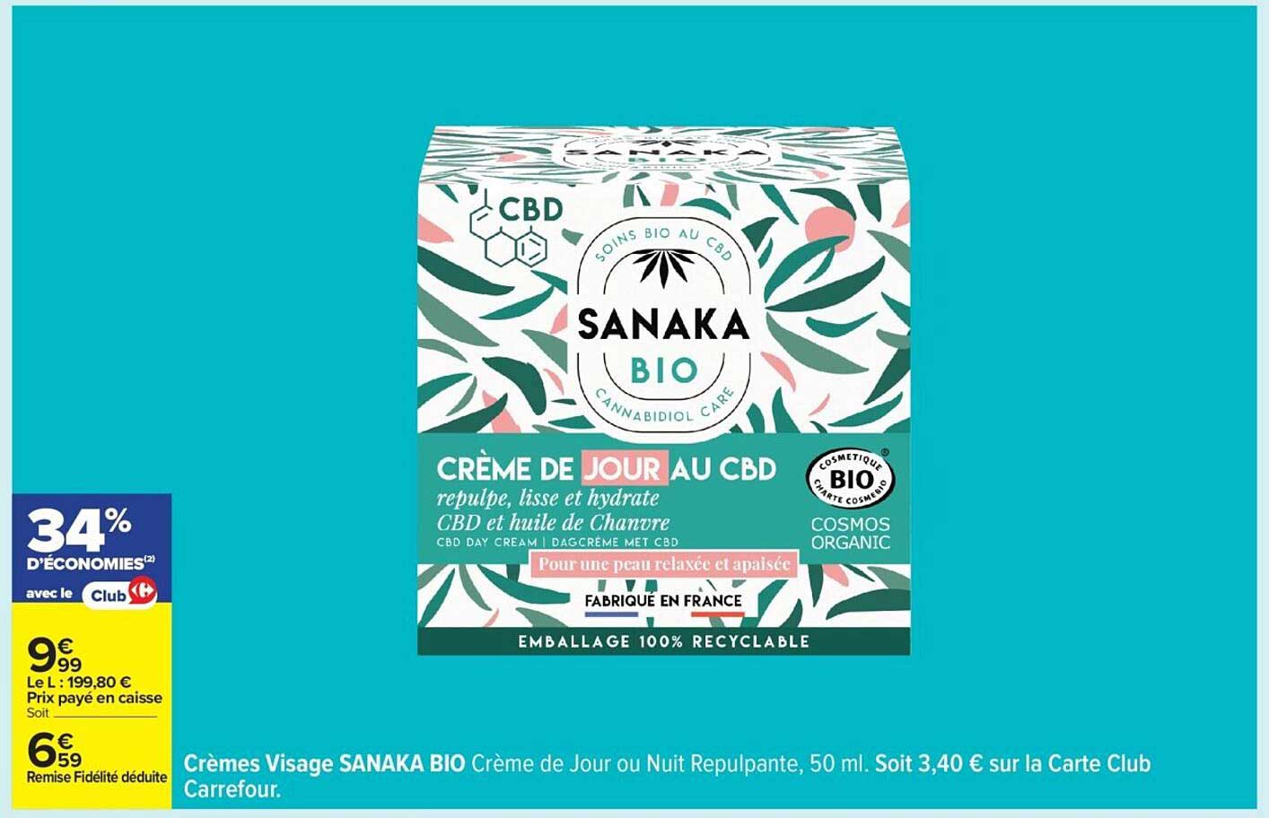 Crèmes Visage SANAKA BIO Crème de Jour au CBD