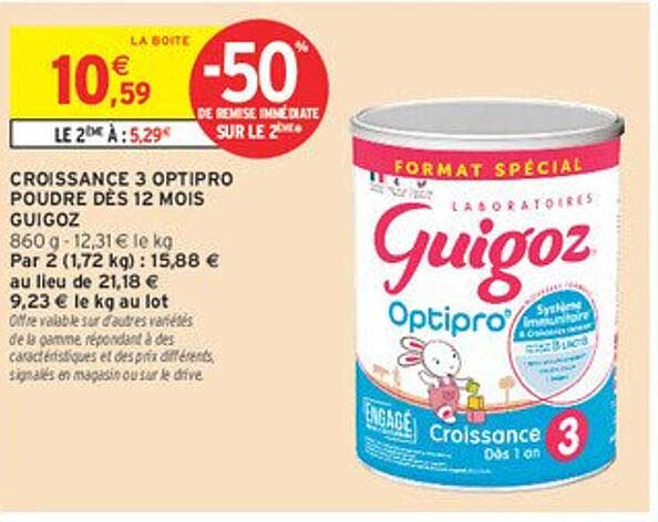 CROISSANCE 3 OPTIPRO POUDRE DÈS 12 MOIS GUIGOZ