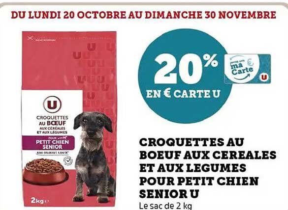 CROQUETTES AU BOEUF AUX CEREALES ET AUX LEGUMES POUR PETIT CHIEN SENIOR U