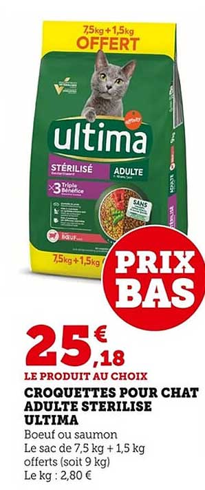 CROQUETTES POUR CHAT ADULTE STERILISE ULTIMA