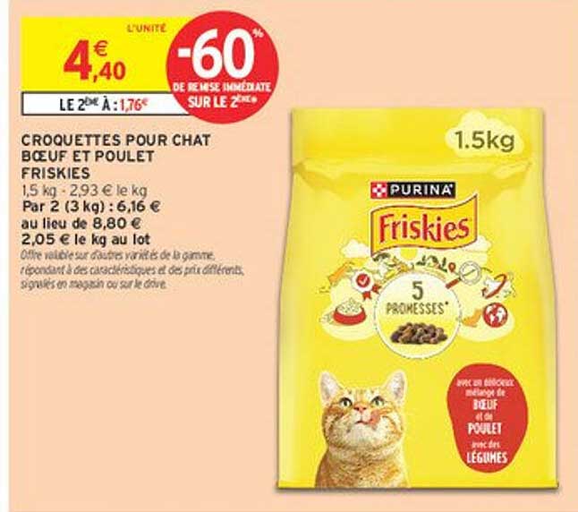 CROQUETTES POUR CHAT BŒUF ET POULET FRISKIES
