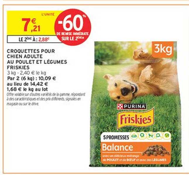 CROQUETTES POUR CHIEN ADULTE AU POULET ET LÉGUMES FRISKIES