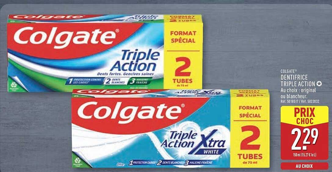 DENTIFRICE TRIPLE ACTION 2 TUBES COLGATE