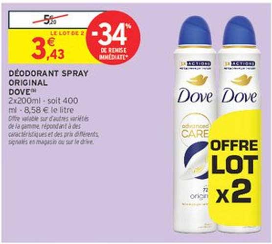 DÉODORANT SPRAY ORIGINAL DOVE