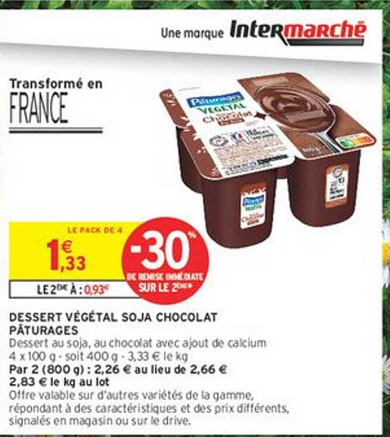 DESSERT VÉGÉTAL SOJA CHOCOLAT PÂTURAGES