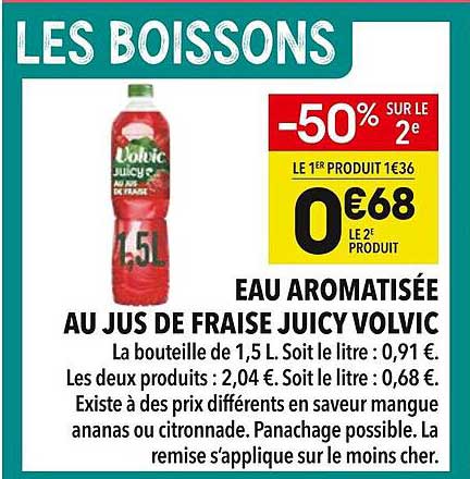 EAU AROMATISÉE AU JUS DE FRAISE JUICY VOLVIC