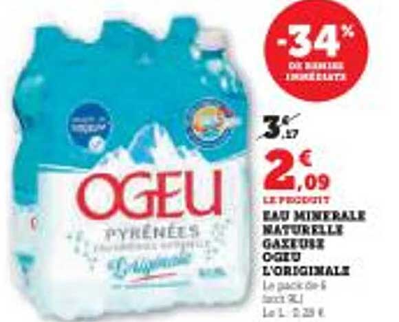 Eau minérale naturelle gazeuse Ogeu l'original