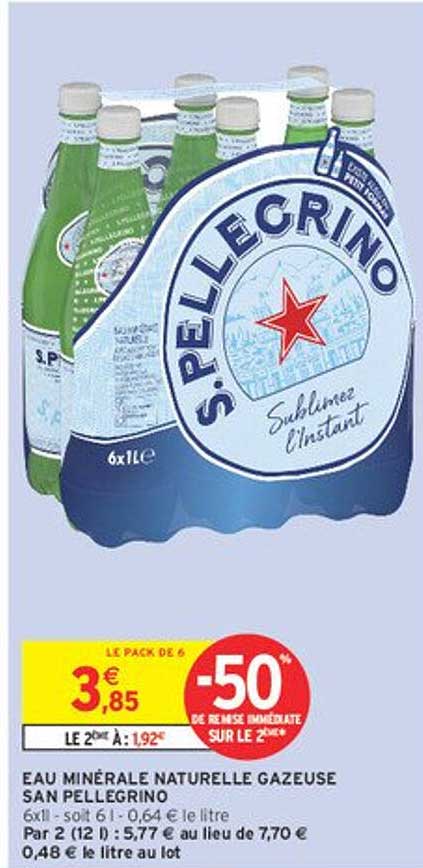 EAU MINÉRALE NATURELLE GAZEUSE SAN PELLEGRINO 6X1L