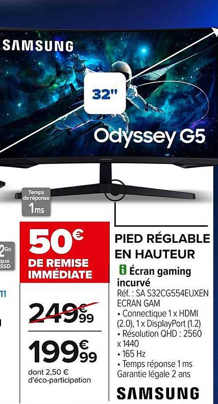 Écran gaming incurvé Samsung Odyssey G5 32"