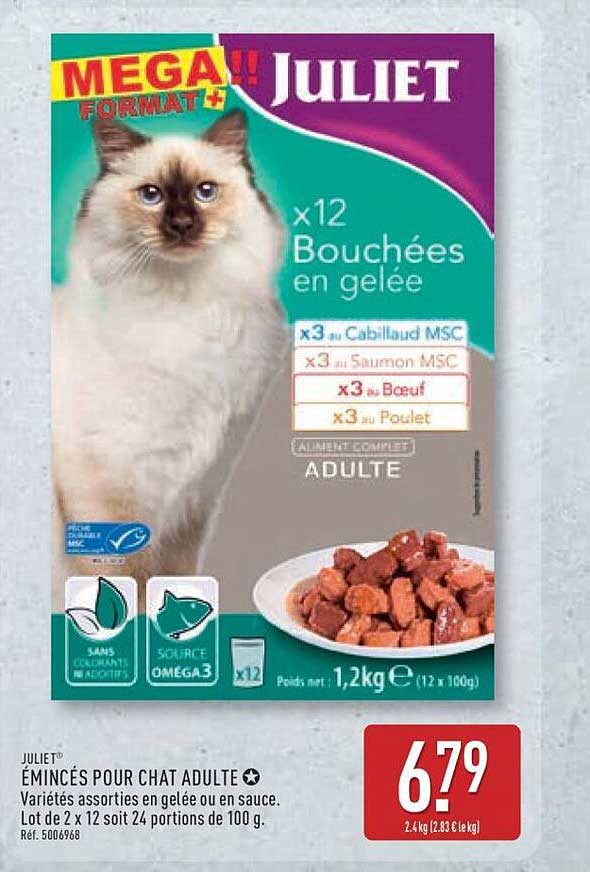 ÉMINCÉS POUR CHAT ADULTE - Variétés assorties en gelée ou en sauce.