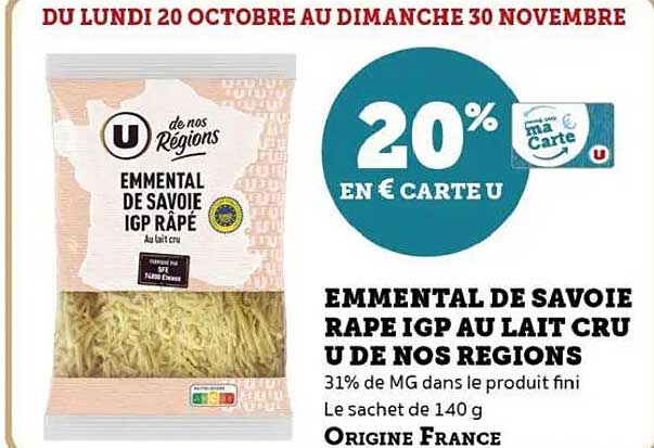 EMMENTAL DE SAVOIE RAPE IGP AU LAIT CRU U DE NOS REGIONS