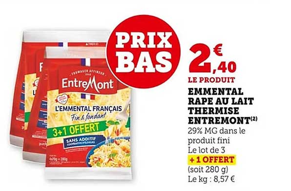 Emmental râpé au lait thermisé Entremont