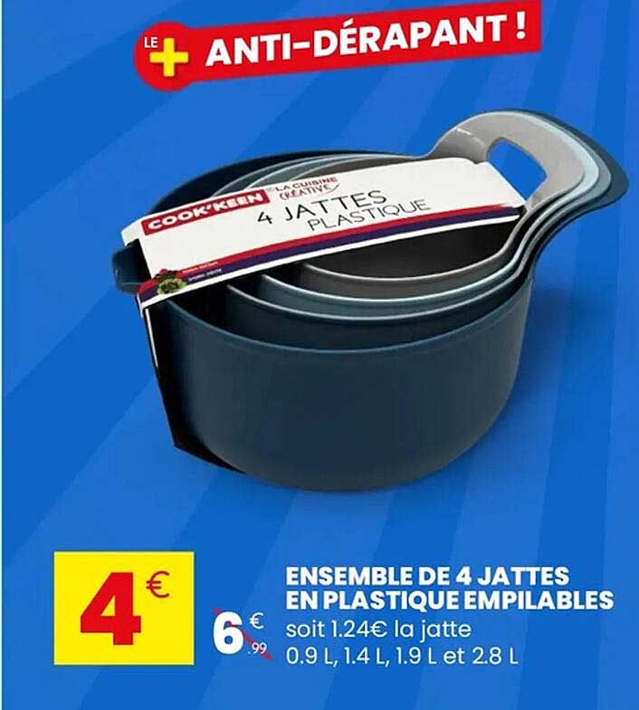 ENSEMBLE DE 4 JATTES EN PLASTIQUE EMPILABLES