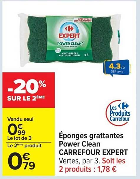 Éponges grattantes Power Clean CARREFOUR EXPERT