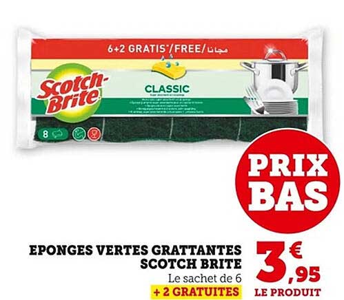 EPONGES VERTES GRATTANTES SCOTCH BRITE