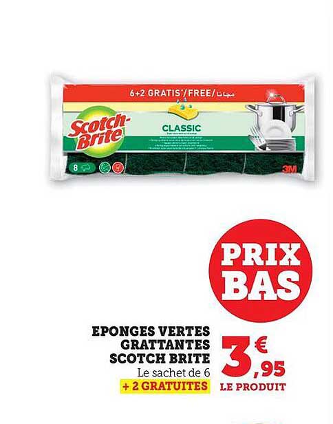 EPONGES VERTES GRATTANTES SCOTCH BRITE