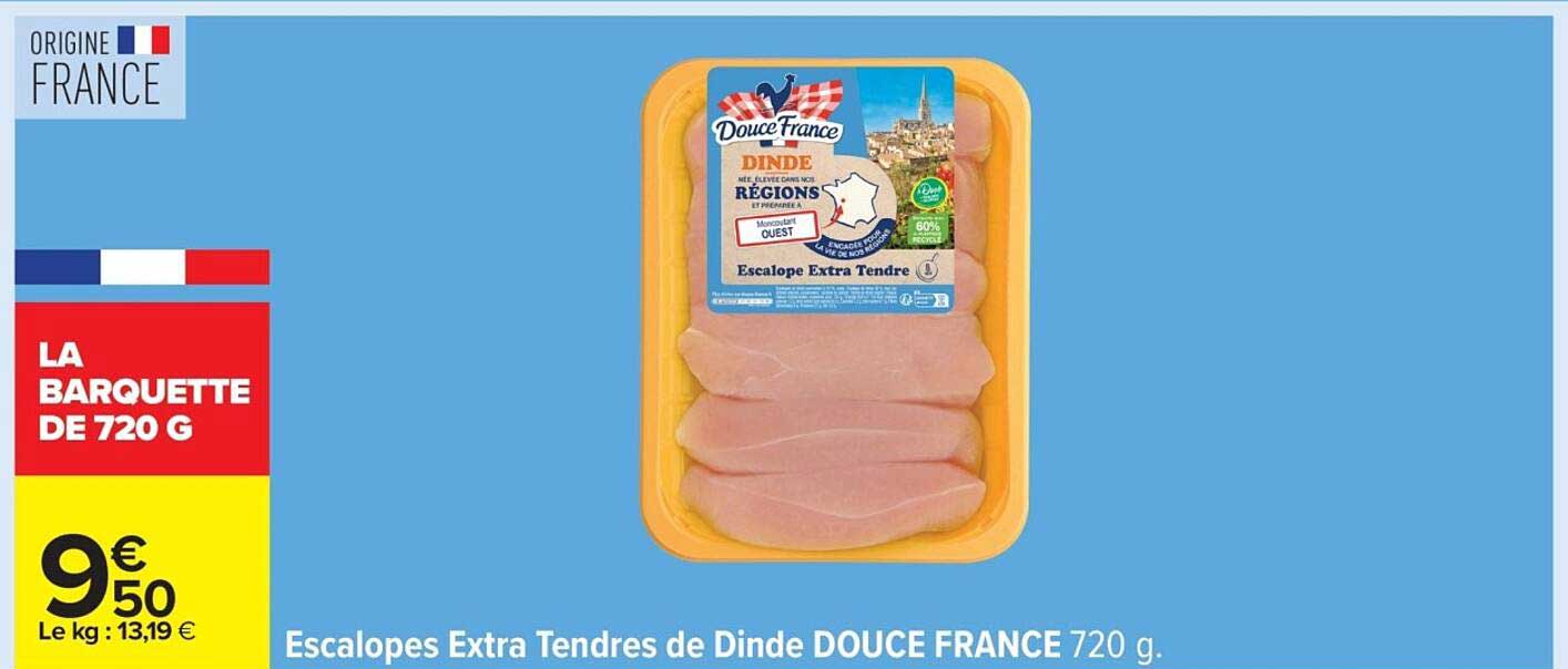 Escalopes Extra Tendres de Dinde DOUCE FRANCE 720 g.