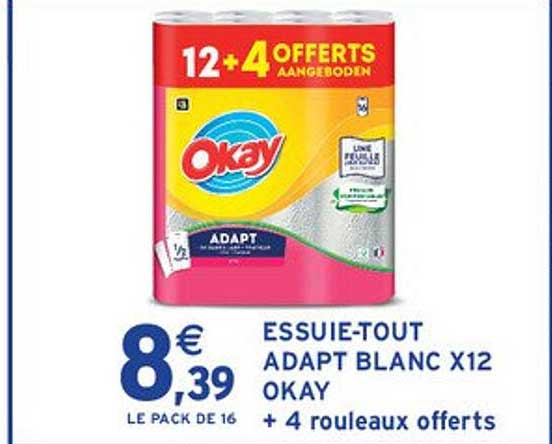 ESSUIE-TOUT ADAPT BLANC X12 OKAY + 4 rouleaux offerts