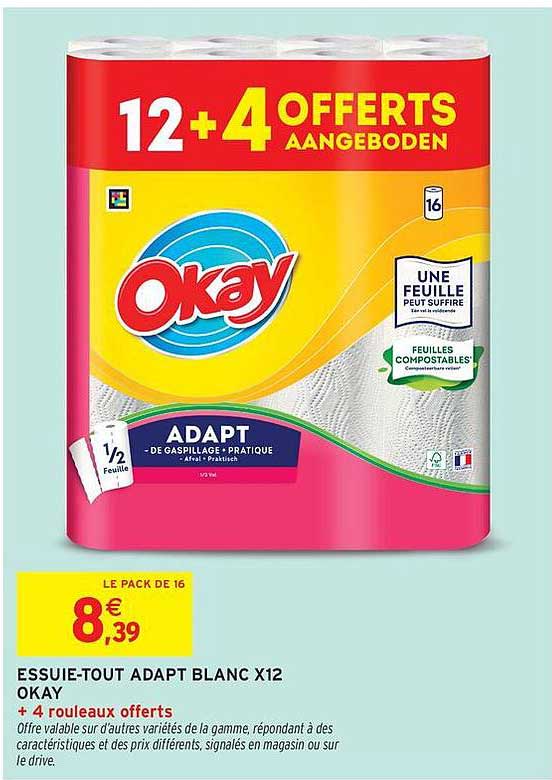 ESSUIE-TOUT ADAPT BLANC X12 OKAY + 4 rouleaux offerts