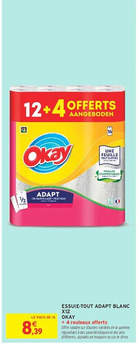 ESSUIE-TOUT ADAPT BLANC X12 OKAY + 4 ROULEAUX OFFERTS