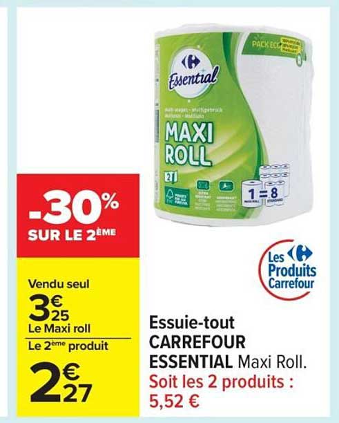 Essuie-tout CARREFOUR ESSENTIAL Maxi Roll.
