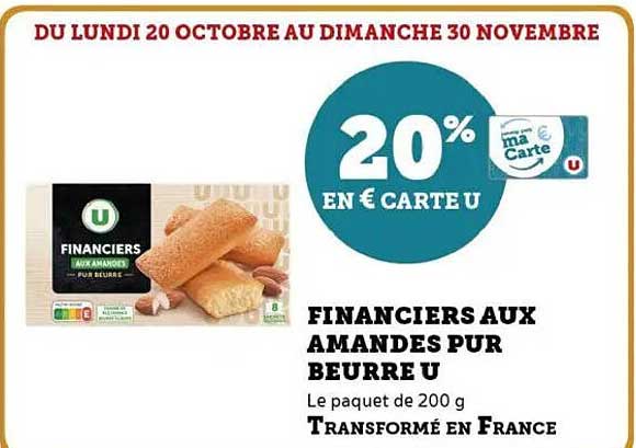 FINANCIERS AUX AMANDES PUR BEURRE U