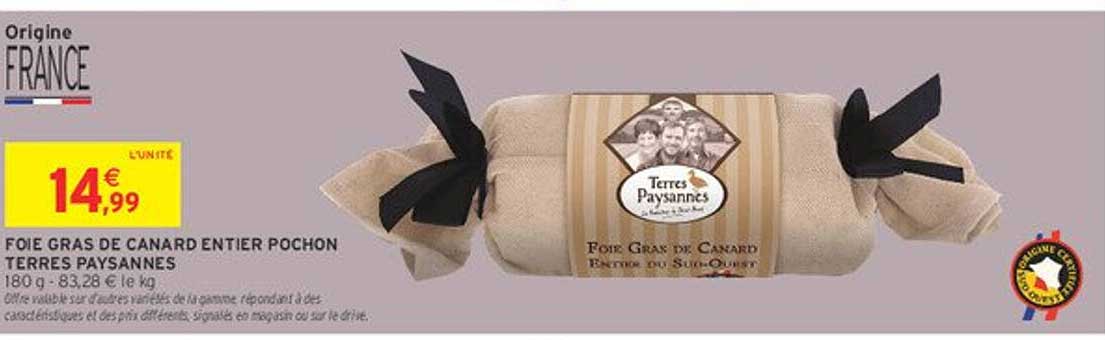 Foie Gras de Canard Entier Pochon Terres Paysannes