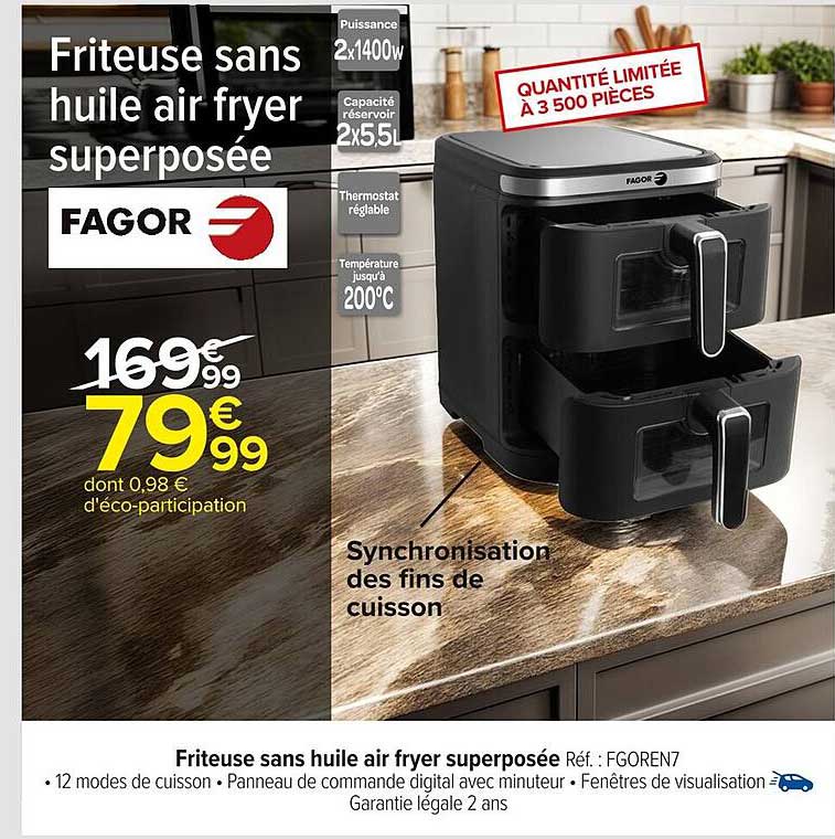 Friteuse sans huile air fryer superposée