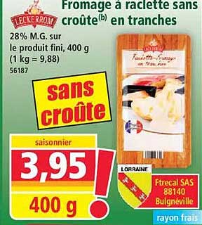 Fromage à raclette sans croûte en tranches