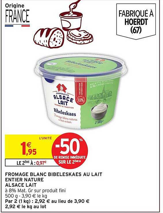 FROMAGE BLANC BIBELESKAES AU LAIT ENTIER NATURE