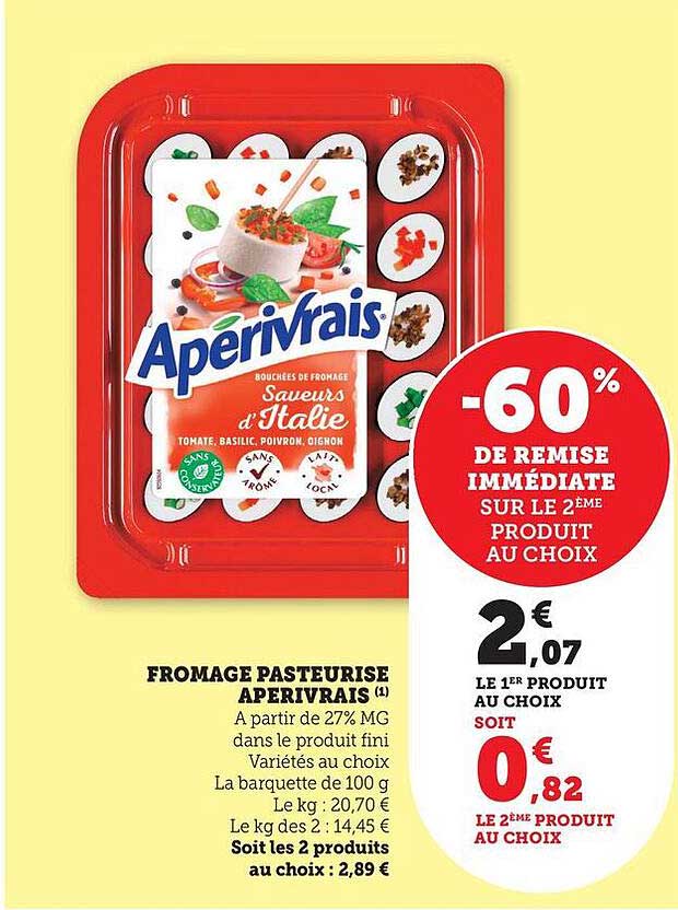 Fromage pasteurisé Apérivrais - Saveurs d'Italie