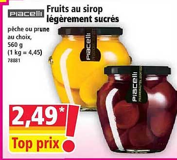 Fruits au sirop légèrement sucrés