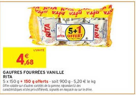 GAUFRES FOURRÉES VANILLE RITA