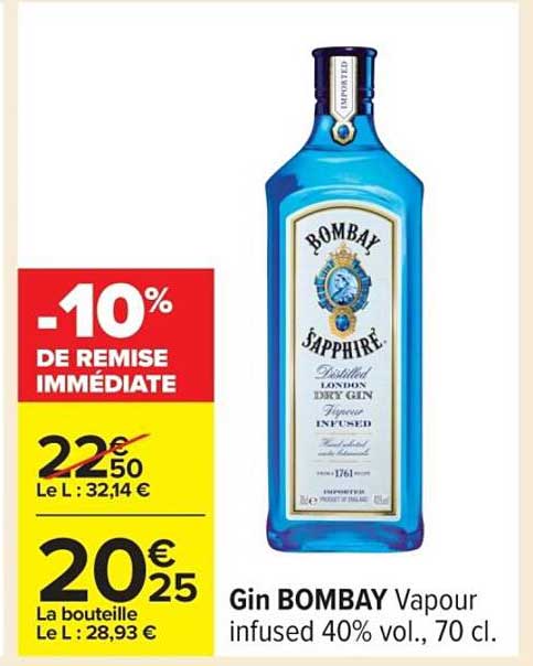 Gin BOMBAY Vapour infused 40% vol., 70 cl