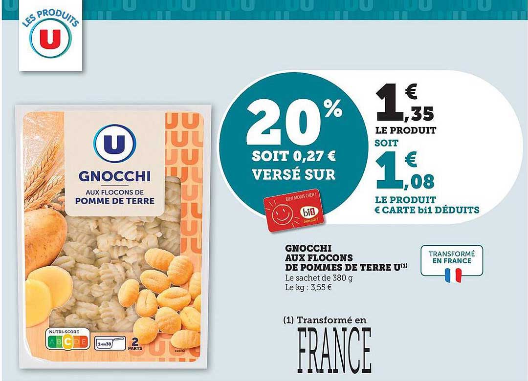 GNOCCHI AUX FLOCONS DE POMME DE TERRE U