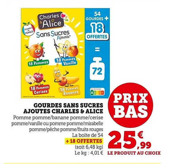 GOURDES SANS SUCRES AJOUTES CHARLES & ALICE
