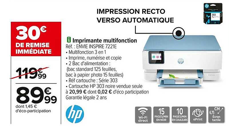 IMPRIMANTE MULTIFONCTION HP ENVIE INSPIRE 7221E
