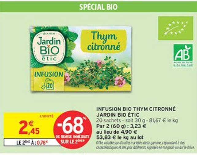 INFUSION BIO THYM CITRONNÉ JARDIN BIO ÉTIC