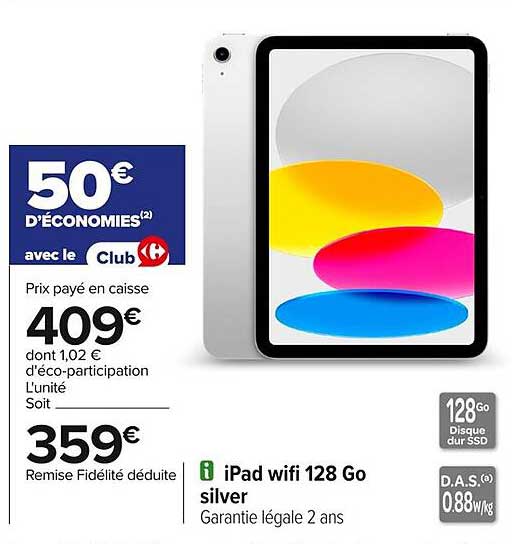 iPad wifi 128 Go silver