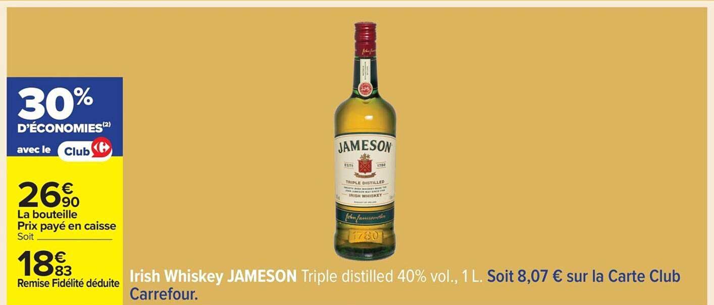 Irish Whiskey JAMESON Triple distilled 40% vol., 1 L.