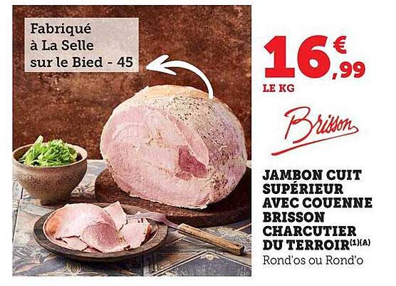 JAMBON CUIT SUPÉRIEUR AVEC COUENNE BRISSON CHARCUTIER DU TERROIR