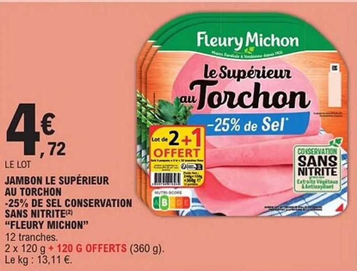 JAMBON LE SUPÉRIEUR AU TORCHON -25% DE SEL