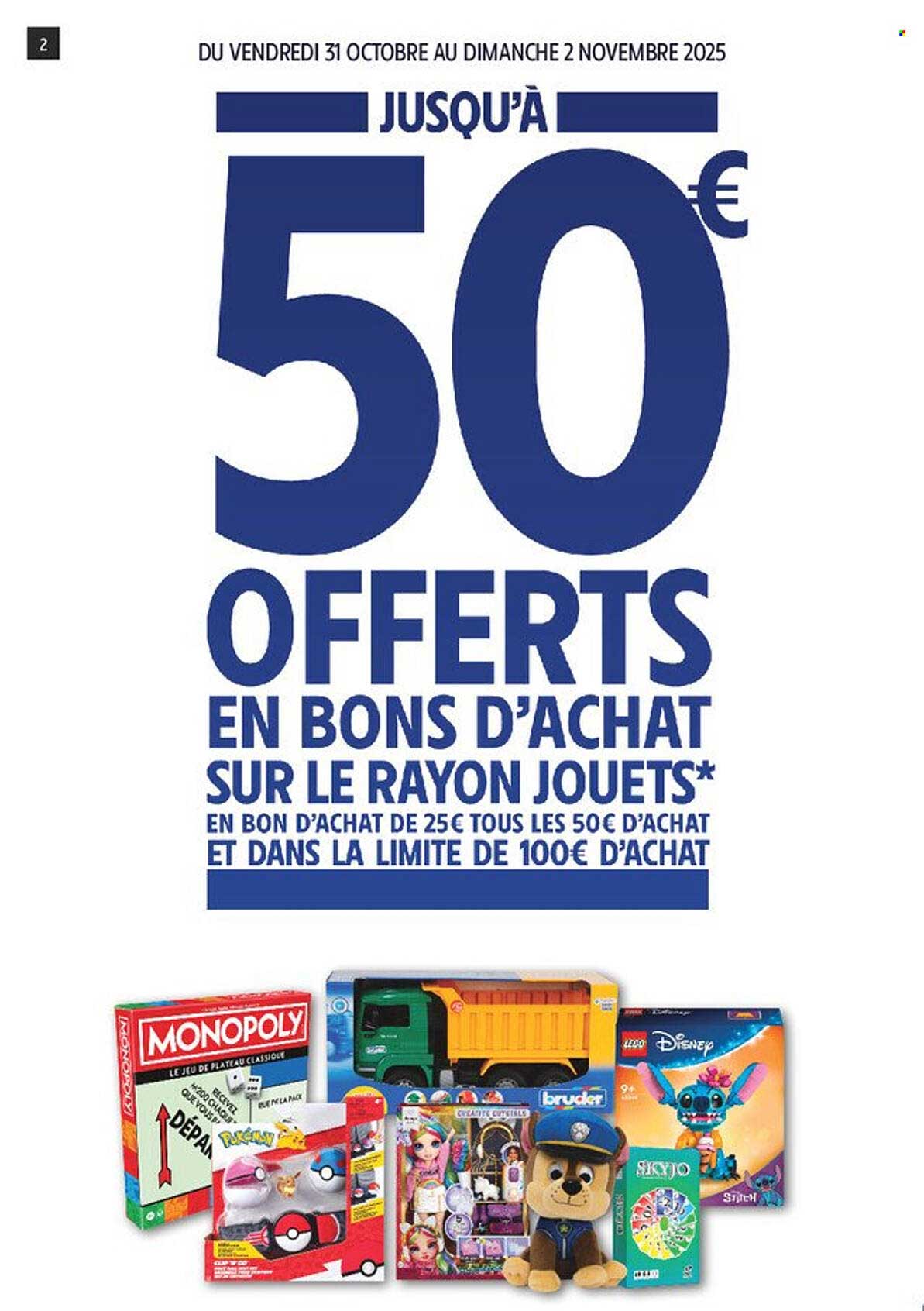 Jusqu'à 50€ offerts en bons d'achat sur le rayon jouets