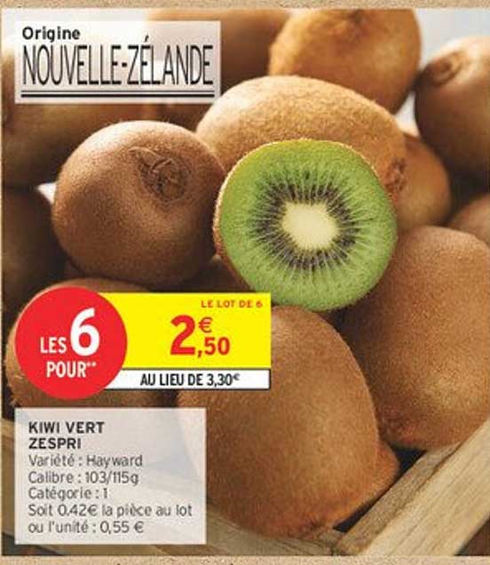 KIWI VERT ZESPRI - LE LOT DE 6