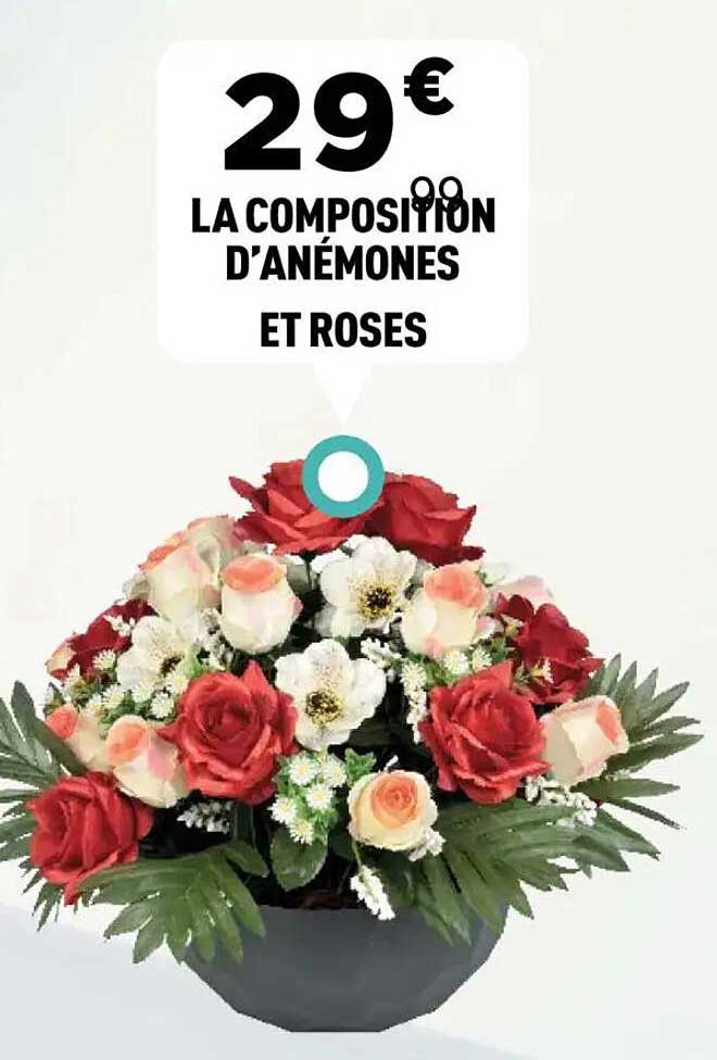 LA COMPOSITION D'ANÉMONES ET ROSES